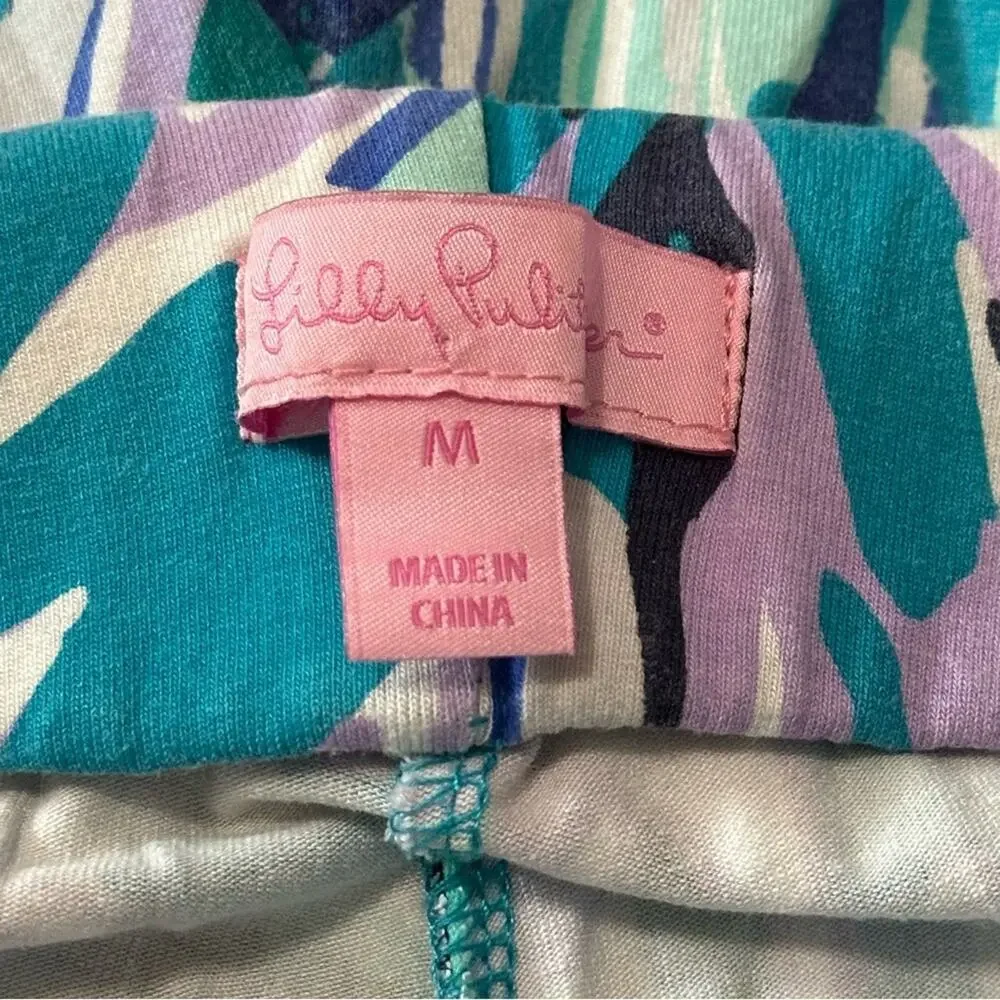 Lilly Pulitzer Women’s M Blue Purple Off Tropic Print Georgie May Palazzo Pants - Picture 5 of 8